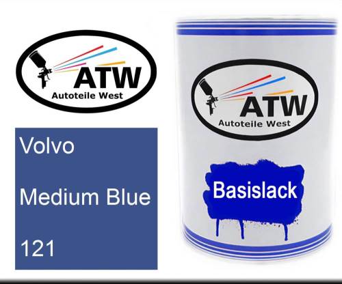 Volvo, Medium Blue, 121: 500ml Lackdose, von ATW Autoteile West.